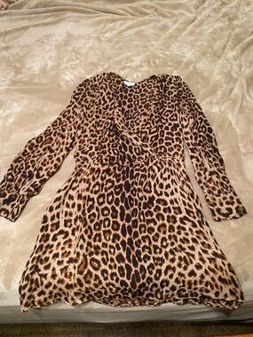 Parker Leopard-Print Long Sleeve Dress